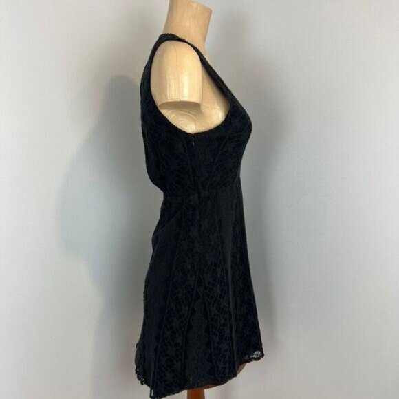 RVCA Small Sleeveless Black Lace Detail Open Back Mini Dress A Line Summer - Picture 5 of 15